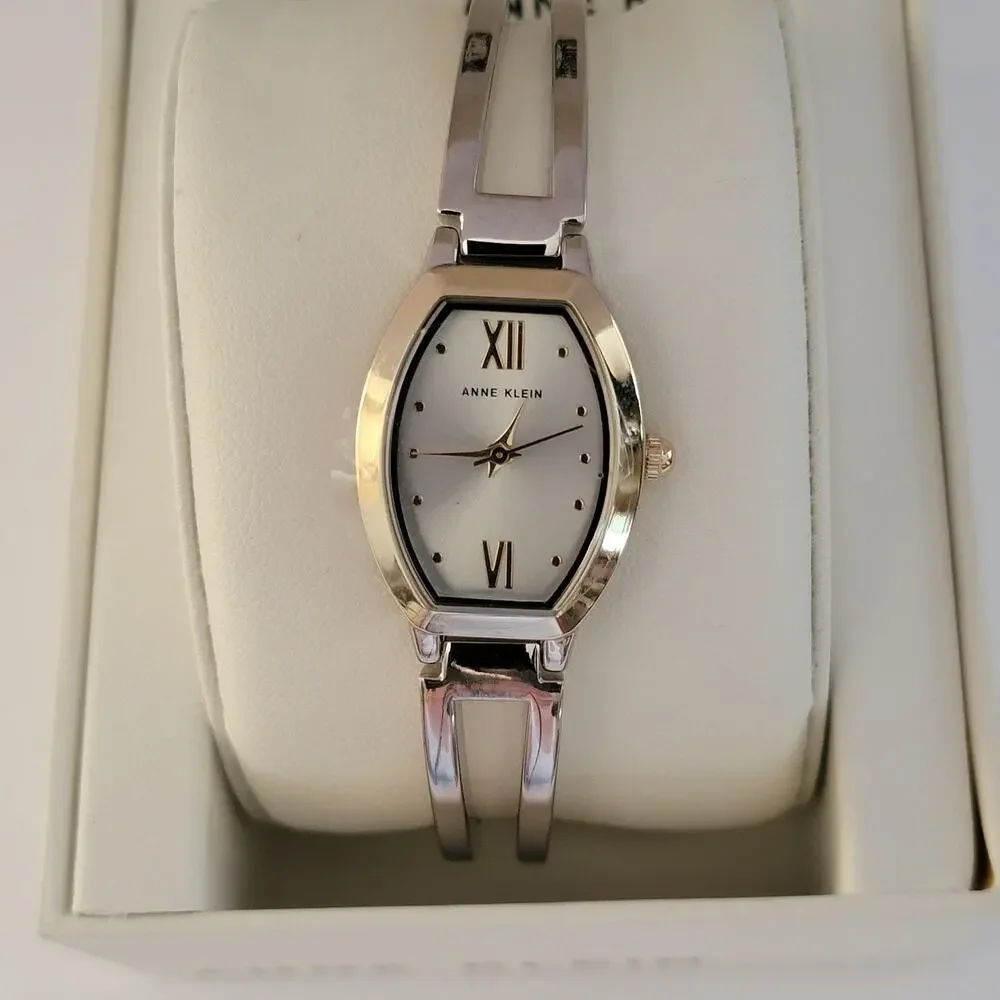 Anne Klein AK/2041SITT Womens Watch Gold Silver Case Silver Dial Bracelet